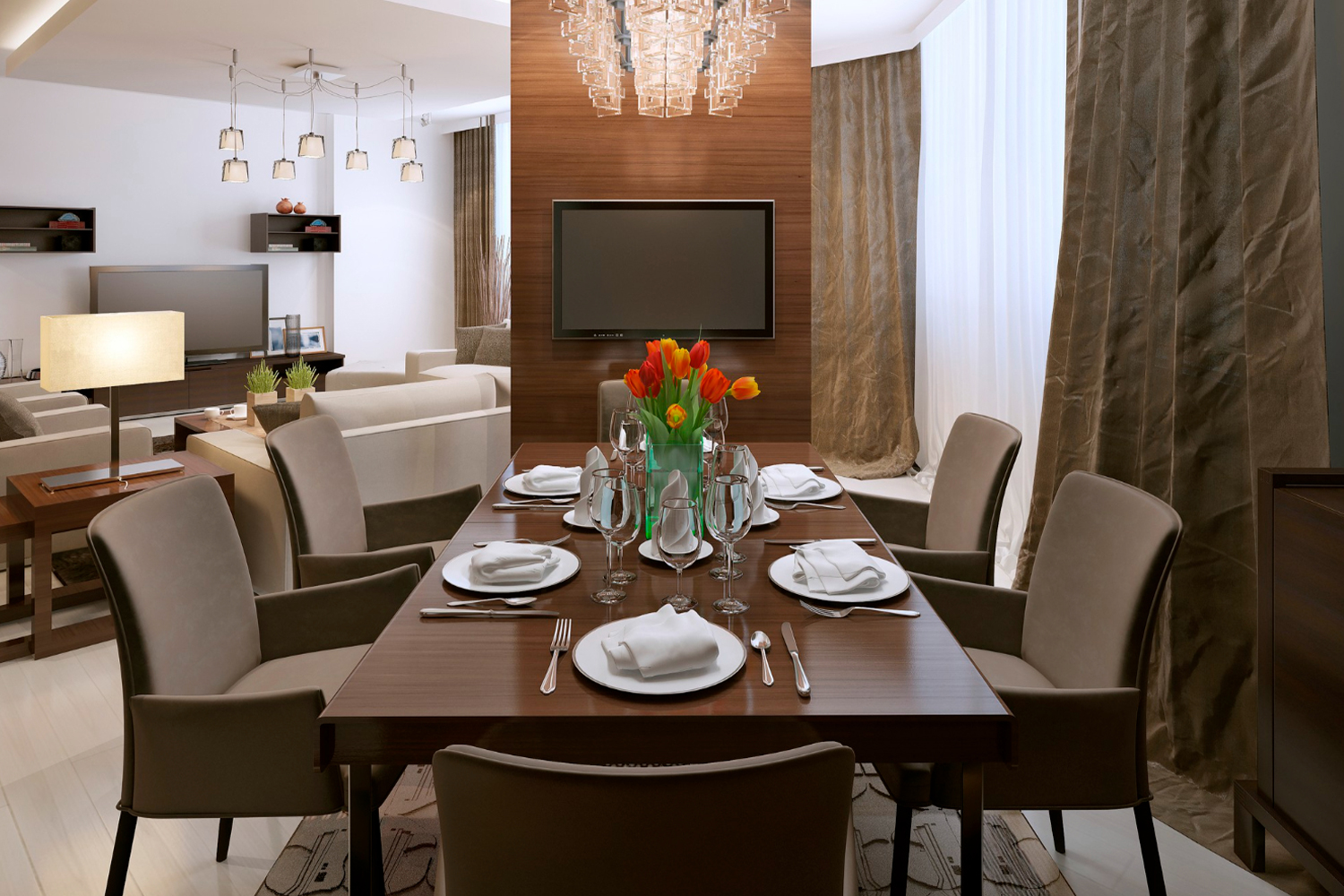 modern dining space designed by expert interior desginers in mangalore,offering a cozy atmosphere with contemporary furniture and decor